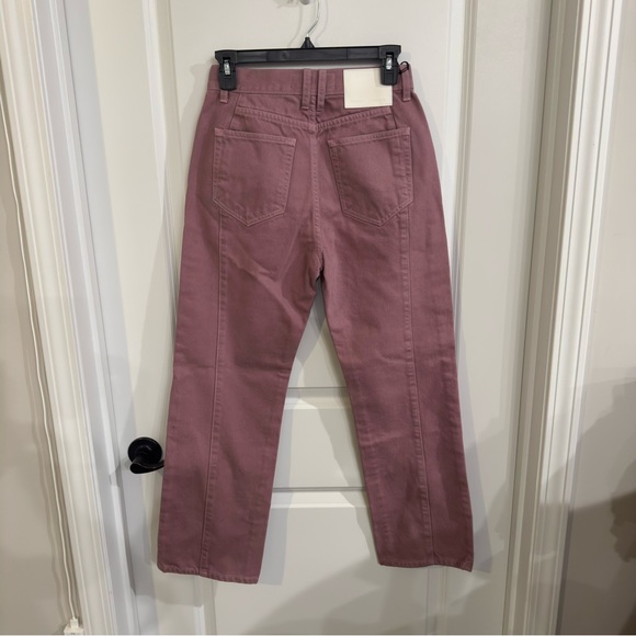 Proenza Schouler White Label Washed Denim Cropped Stovepipe Jeans in Pink - Picture 12 of 13